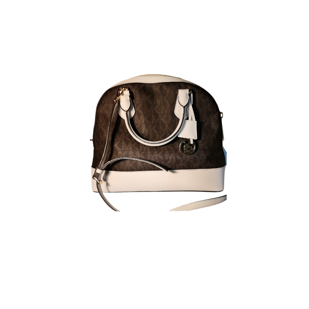 Michael Kors Brown and White Smythe Dome Medium Satchel Classic Style NWOT - Picture 12 of 12